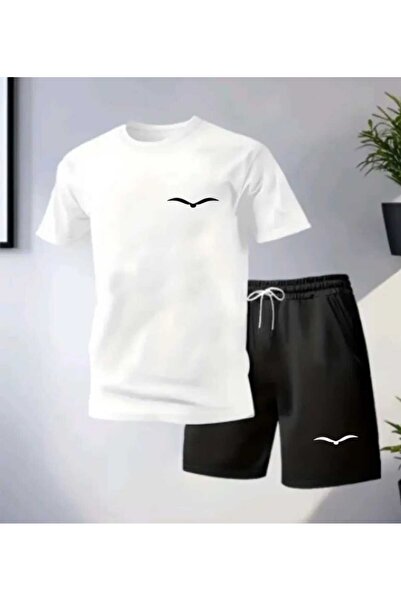 ORVIO Group Minimalist Bird Figure T-Shirt and Shorts Set