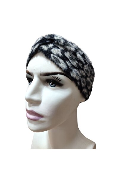 AXE SPORTSWEAR Women's Winter Soft Textured Plush Stretchy Leopard Pattern Cross Bandana Hair Band