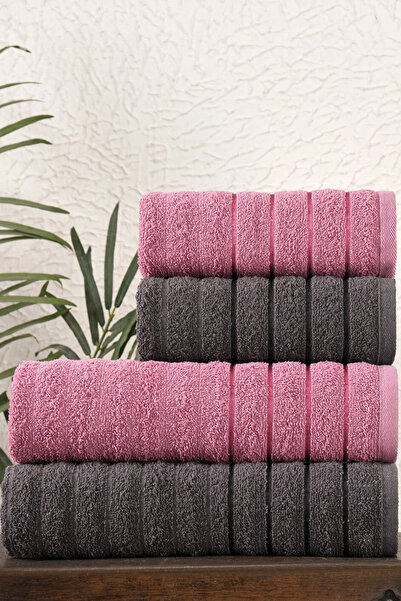 HRN Textile 4-Piece Cotton Wave Bath Towel Set