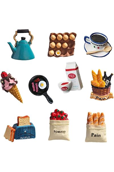 Generic 10 Pcs 3D Food Refrigerator Magnets Cute Resin Fridge Magnet Kitchen Decor Strong Note Holder