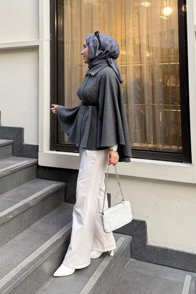 Tarzım Tuba Oversized Cape Cut Cashmere Poncho