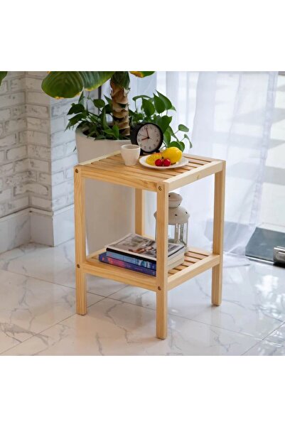SERAHŞAP Doğal Ahşap Çok Amaçlı Yan Sehpa Yatak Odası Başucu Komodini Kitaplı...