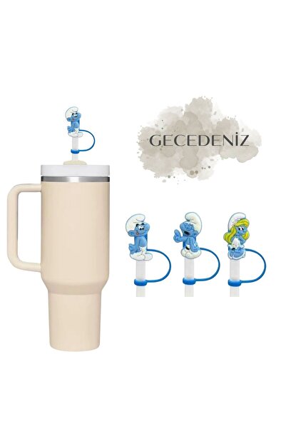 GECEDENİZ Thermos Compatible Straw Stopper Smurfs Tongue Out Jester