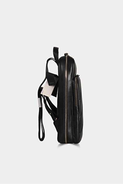 GUARD Black Horizontal Stitched Leather Backpack