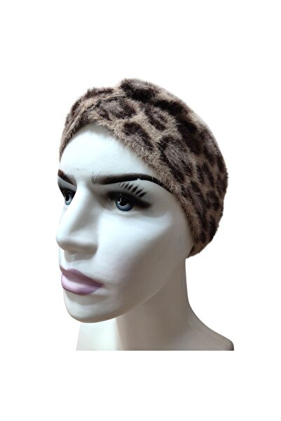AXE SPORTSWEAR Women's Winter Soft Textured Plush Stretchy Leopard Pattern Cross Bandana Hair Band