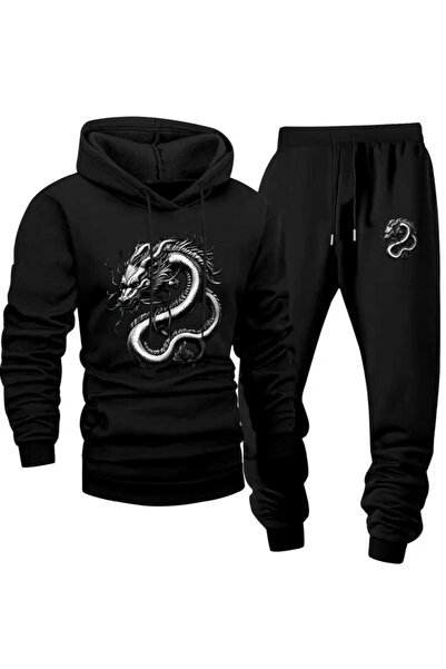 ORVIO Group Asian Dragon Printed Hoodie Team