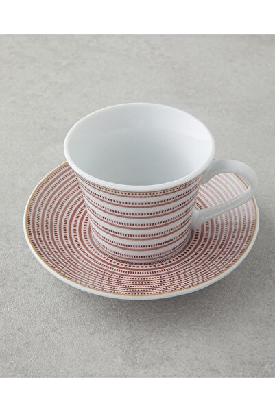 English Home Ashley Porcelain Coffee Cup Set 4 Pieces for 2 People - Burgundy