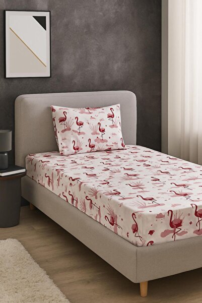 uykulife home collection Uykuli̇fe Flamingo Pattern Single Bed Sheet Set
