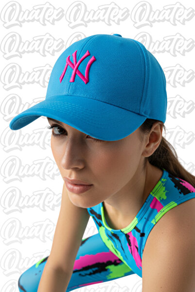QUATEX Ny New York Embroidered Hat – Blue 100% Cotton Gabardine Unisex Model