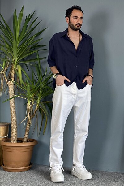 Alışveriş Sokağı Ecru Slim Fit Jean - Denim Trousers