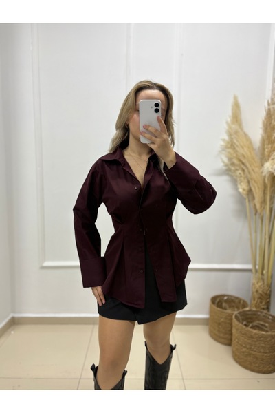 LİSAA BUTİK Women's Waist-Seated Poplin Shirt