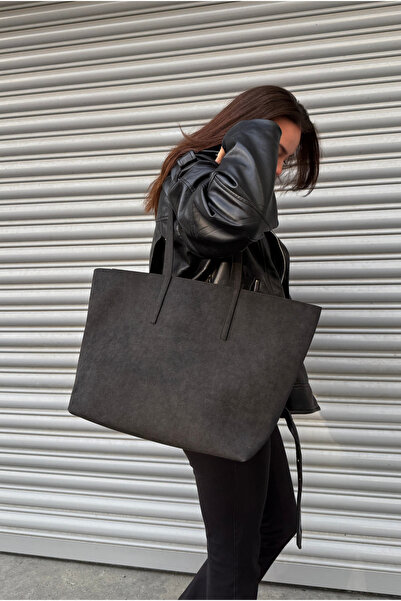 Mupa Shoes Women's Hand and Shoulder Bag Black Suede