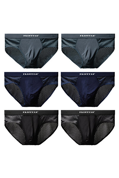 PriStyle Set of 6 Men's or Boys' Briefs, Quick Drying and Strong Ventilation, Black, PriStyle®