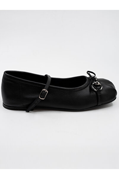 Heyzen KÜT BURUN FİYONK DETAYLI DERİ BABET SİYAH
