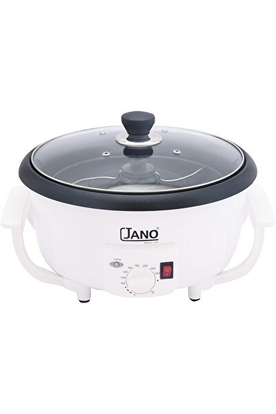 JANO Jano Electric Coffee Roaster with Glass Lid, Non-Stick, White, 90653, 2-Year Warranty