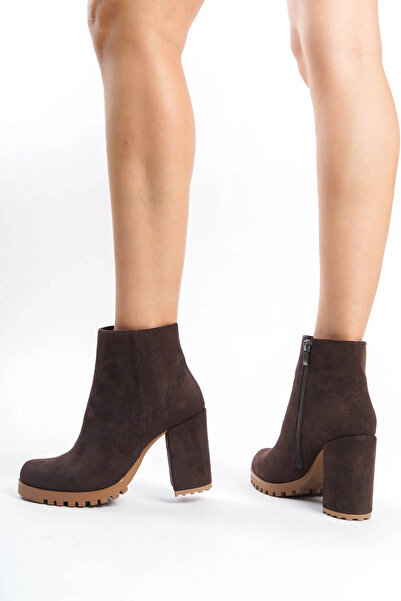 trender Suede Heeled Brown Women's Boots & Booties 167-5008