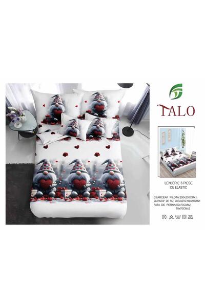 Talo Premium fine cotton bed linen – Christmas – with elastic – 6 pieces