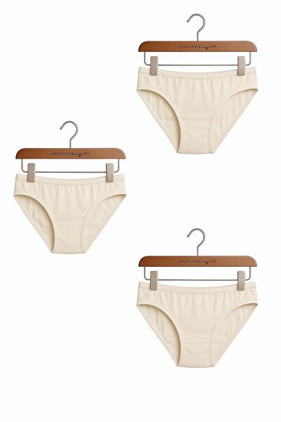 enmodaiçgiyim 3 штуки бавовняних бікіні-трусиків для жінок Basic – нормальна талія, не залишають слідів, еластичні, зручні