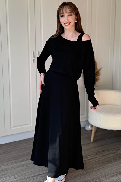 Dilay Gökoğlu Butik Modal Fabric Boat Neck Two-Piece Dress Set