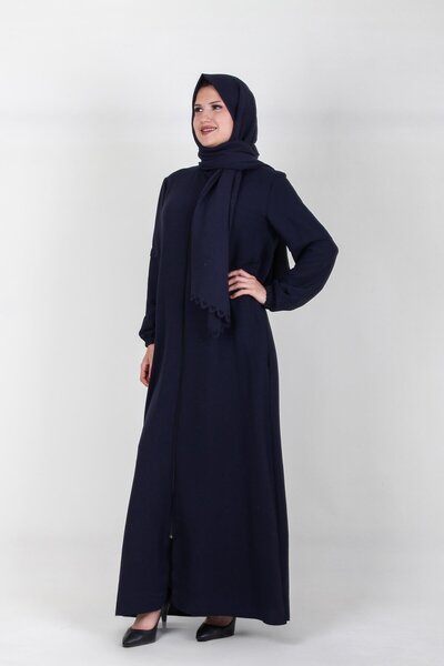 Nisrina Collection Arlina Uzun Şallı Fermuarlı Pamuk Aerobin Namaz Elbisesi