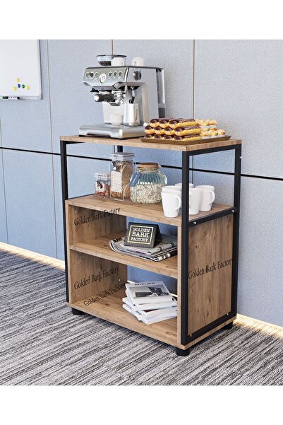 Golden Bark Coffee corner, console, bookcase, 4 shelves in a modern brown/black style.
