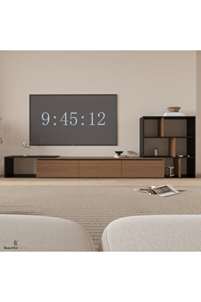 Beautiful Corner Diamond TV Table Brown with Black