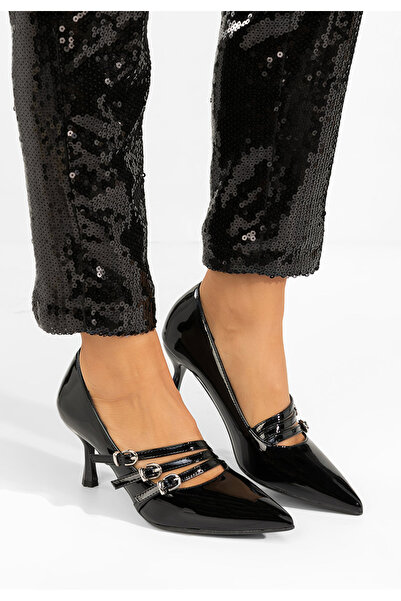 B T Shoes Zonnia black thin heel shoes