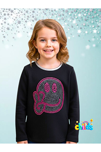 childs смеещо се лице камък печатано зимно памучно дългоръкавно тъмно синьо с...