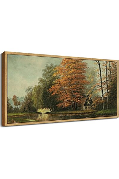 Emoda home Trove لوحة جدارية ريفية تصور منظرًا خريفيًا عتيقًا (مؤطرة بإطار 60...