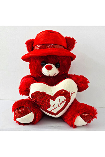 velve Ursulet de plus Pudding, palarie cu bentita satinata si inimioara impri...