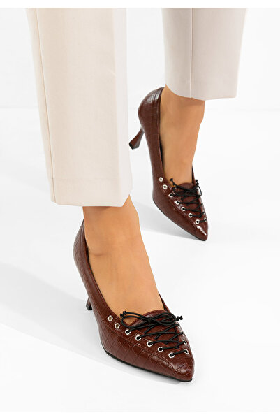 B T Shoes Jasoria thin heel shoes, dark green