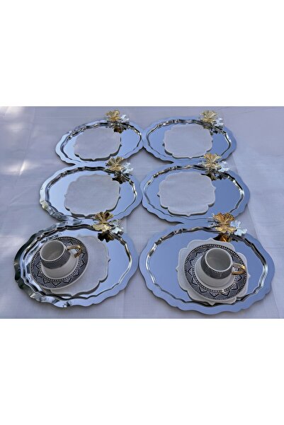 HTC AKSESUAR 6 Li Oval Lux Brown Presentation Tray with Butterfly Accessories