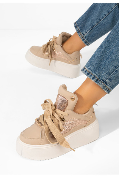 B T Shoes Kefira khaki platform sneakers