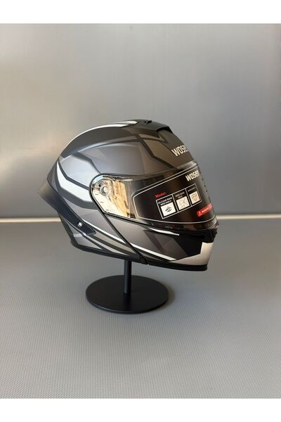 WOSEN Ws-202 Güneş Vizörlü Çene Açılır Kask MBLACK L1 (Şeffaf Vizörlü)