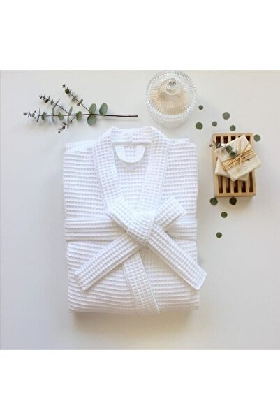 OEM Waffle Cotton Sauna Robe, 100% Cotton, White, L