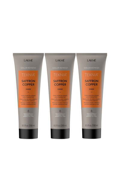 Lakme Συσκευασία για βαμμένα μαλλιά σε χρώμα χαλκού, Σαφράν Χαλκού, 3 x Θεραπεία 250ml