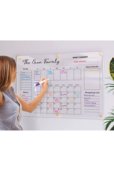 Onur Reklam Akrilik Duvar Planlayıcı–Takvim + Yapılacaklar Listesi + Menü + Not Alanı – Silinebilir Yazı Tahtası