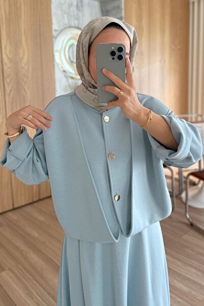 Ka Hijab Luna Skirted Modal Suit - Blue