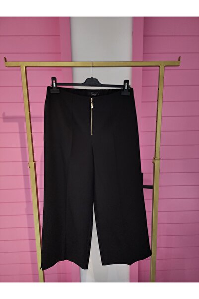 Sentez queen kısa geniş paça pantolon siyah kadın