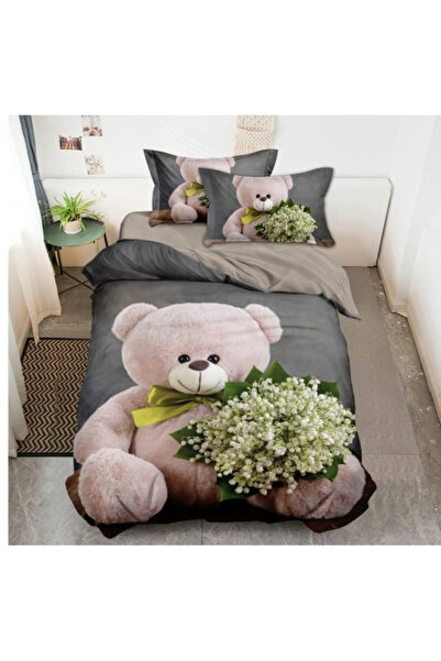 FIONNA.RO Finet Bed Linen 1 Person - Teddy Bear with Bouquet