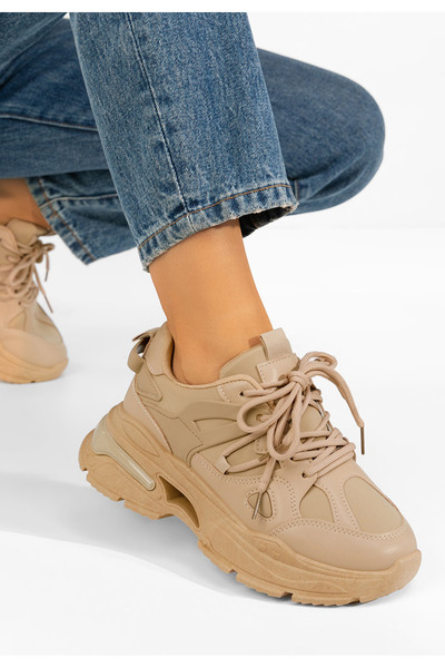 B T Shoes Khaki Elpida platform sneakers