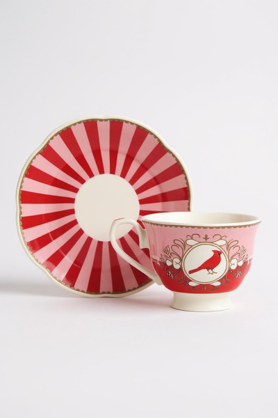 zezedesing 2-Piece Porcelain Lovely Birds-Pink Bird Cup Set (2 Pieces)