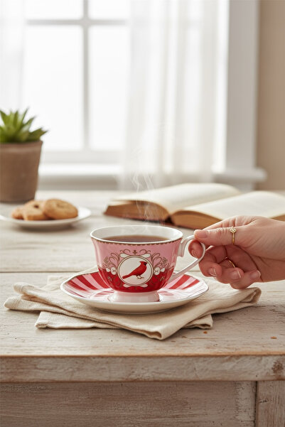 zezedesing 2-Piece Porcelain Lovely Birds-Pink Bird Cup Set (2 Pieces)