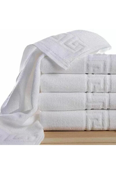OEM Set of 5 White Hotel Towels, Greek Border, 100% Cotton, 70x140 cm, 500 g/m²