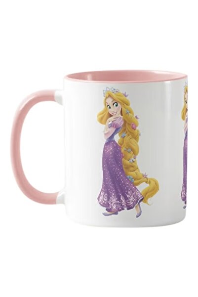MECKSA Long Hair Rapunzel Glitter Gown Mug Pink Handle 350ml