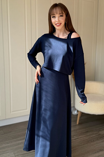 Dilay Gökoğlu Butik Modal Fabric Boat Neck Two-Piece Dress Set