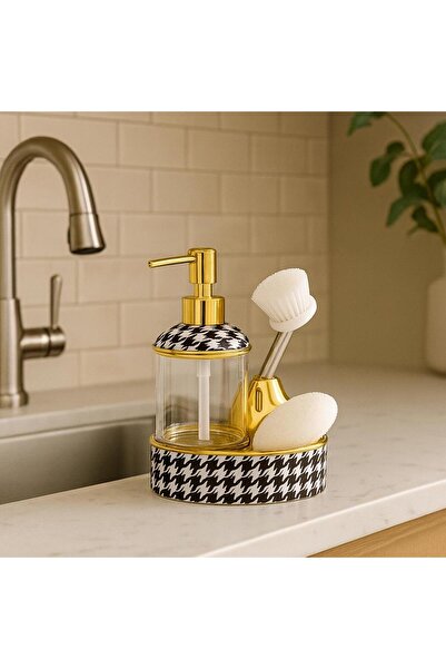 Lavin Elegantly Designed Porcelain Liquid Soap Dispenser with Brushed Sponge