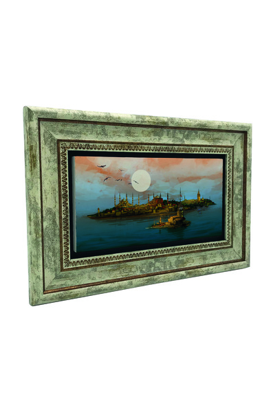 Sadrazam Siluetă a Istanbulului B cu imprimeu Tablou din piatră naturală 20cm x 30cm |   DRT-1