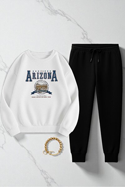 uyguntarz Unisex Arizona Design Printed Crew Neck Sweatshirt - 2-Piece Tracksuit Set