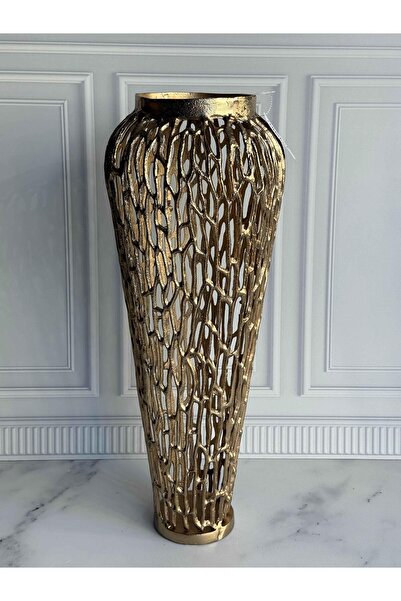 ROSSEV مزهرية ذهبية عتيقة مثقبة - 72 سم